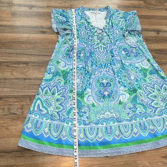 HALEBOB PIN TUCK PLEATS MINI DRESS GREEN Sz SMALL PULLOVER - Picture 11 of 16